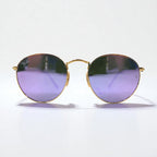 Ray-Ban Round Metal Sunglasses, Gold with Mirror Lenses, RB3447-N, 001/8O, 50-21, 145mm, 3N, Made in Italy
