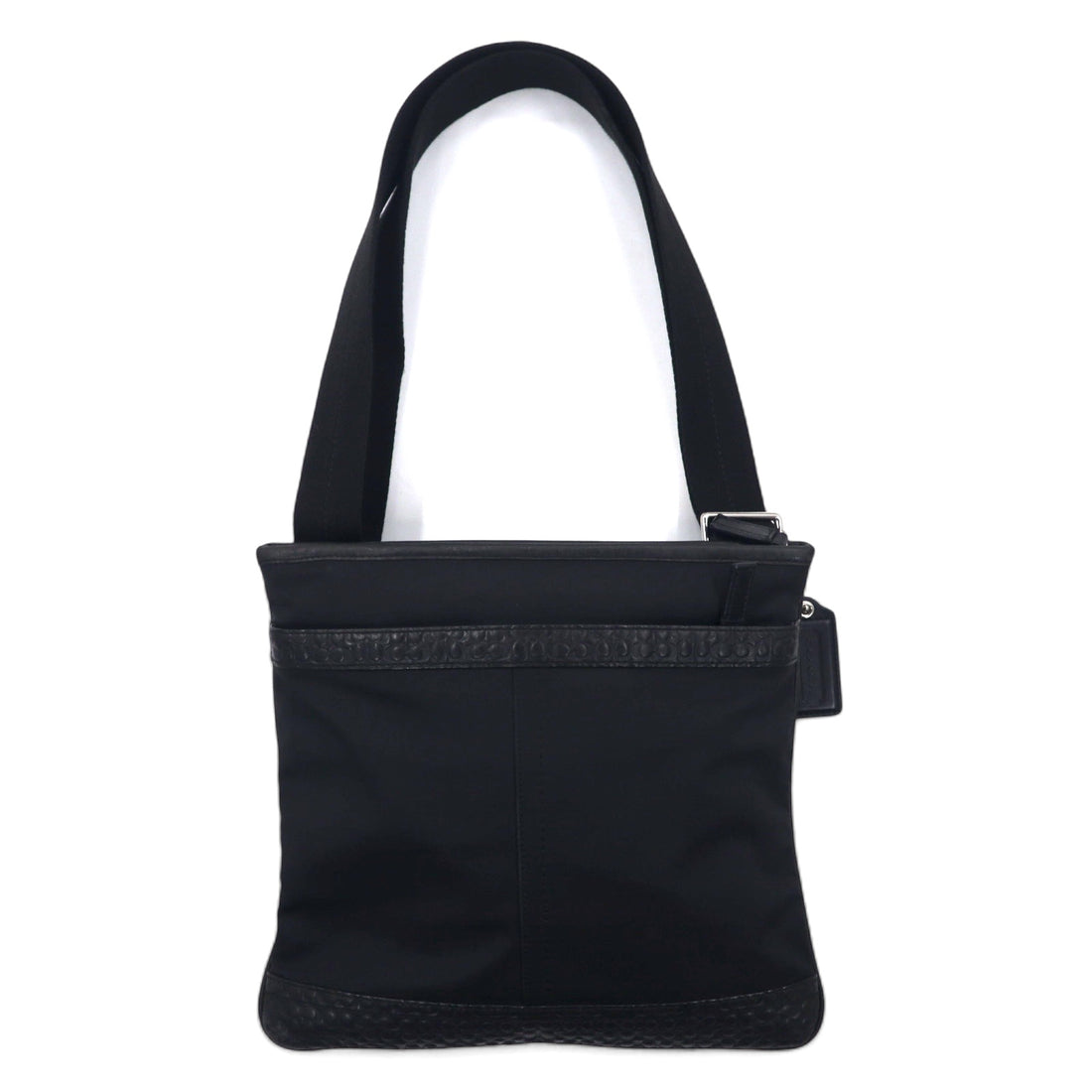 日本然リトテ-古着オンライン-COACH レザー ショルダーバッグ ミニシグネチャー ブラック ナイロン F70597-COACH Leather Shoulder Bag Mini Signature Black Nylon F70597