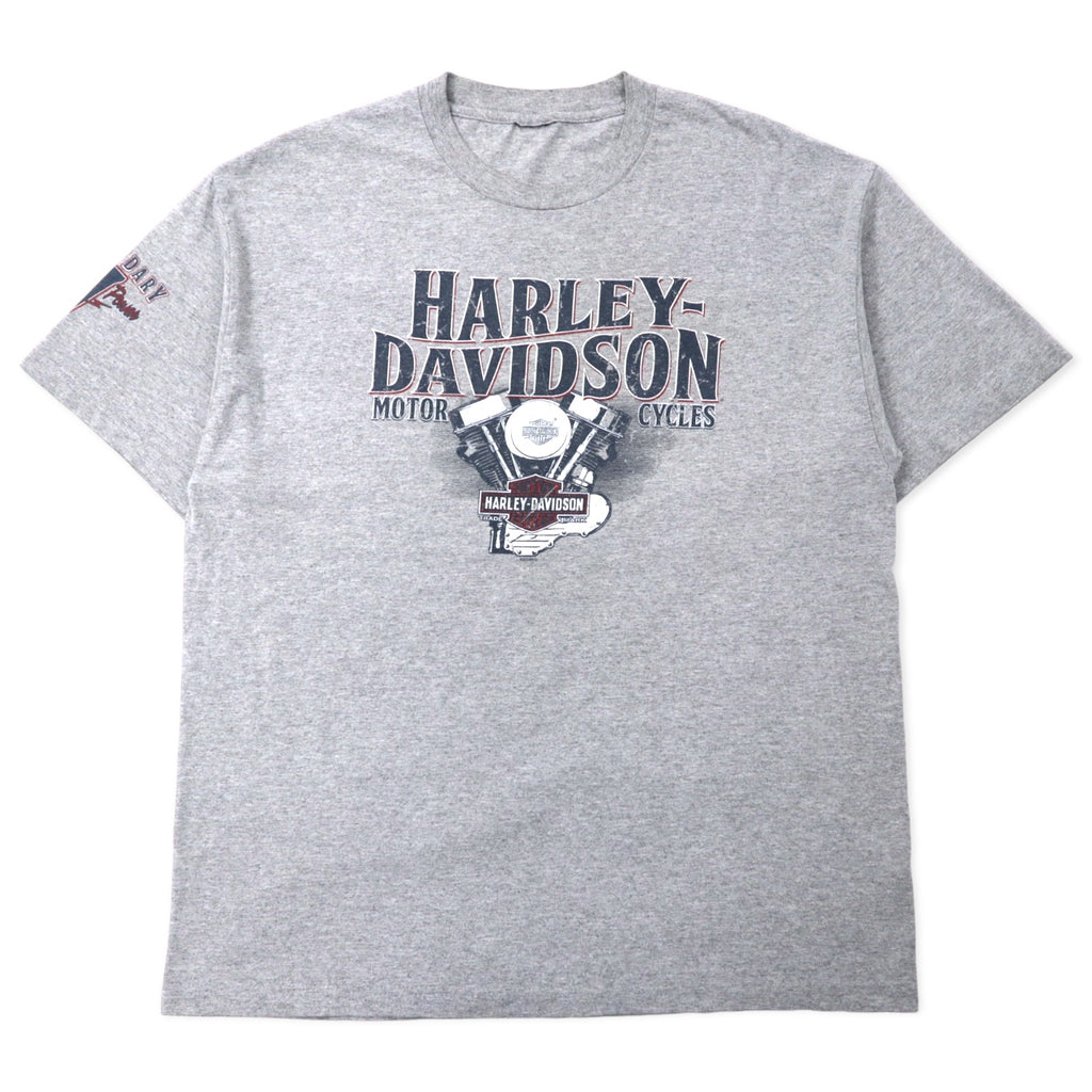 日本然リトテ-古着オンライン-HARLEY DAVIDSON ロゴプリント Tシャツ XL グレー コットン 両面プリント BEDFORD, TEXAS-HARLEY DAVIDSON Logo Print T-Shirt XL Gray Cotton Double Sided Print BEDFORD, TEXAS