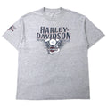 日本然リトテ-古着オンライン-HARLEY DAVIDSON ロゴプリント Tシャツ XL グレー コットン 両面プリント BEDFORD, TEXAS-HARLEY DAVIDSON Logo Print T-Shirt XL Gray Cotton Double Sided Print BEDFORD, TEXAS