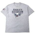 日本然リトテ-古着オンライン-HARLEY DAVIDSON ロゴプリント Tシャツ XL グレー コットン 両面プリント BEDFORD, TEXAS-HARLEY DAVIDSON Logo Print T-Shirt XL Gray Cotton Double Sided Print BEDFORD, TEXAS