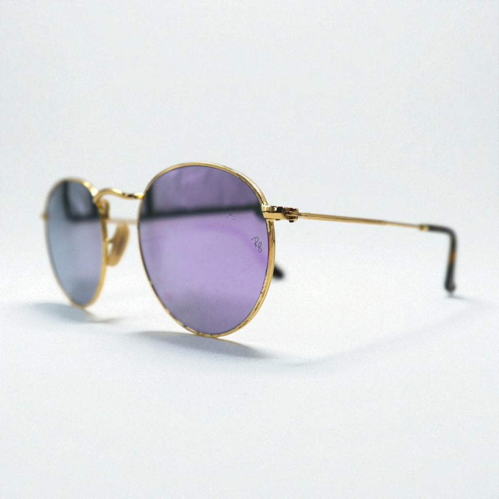 Ray-Ban Round Metal Sunglasses, Gold with Mirror Lenses, RB3447-N, 001/8O, 50-21, 145mm, 3N, Made in Italy