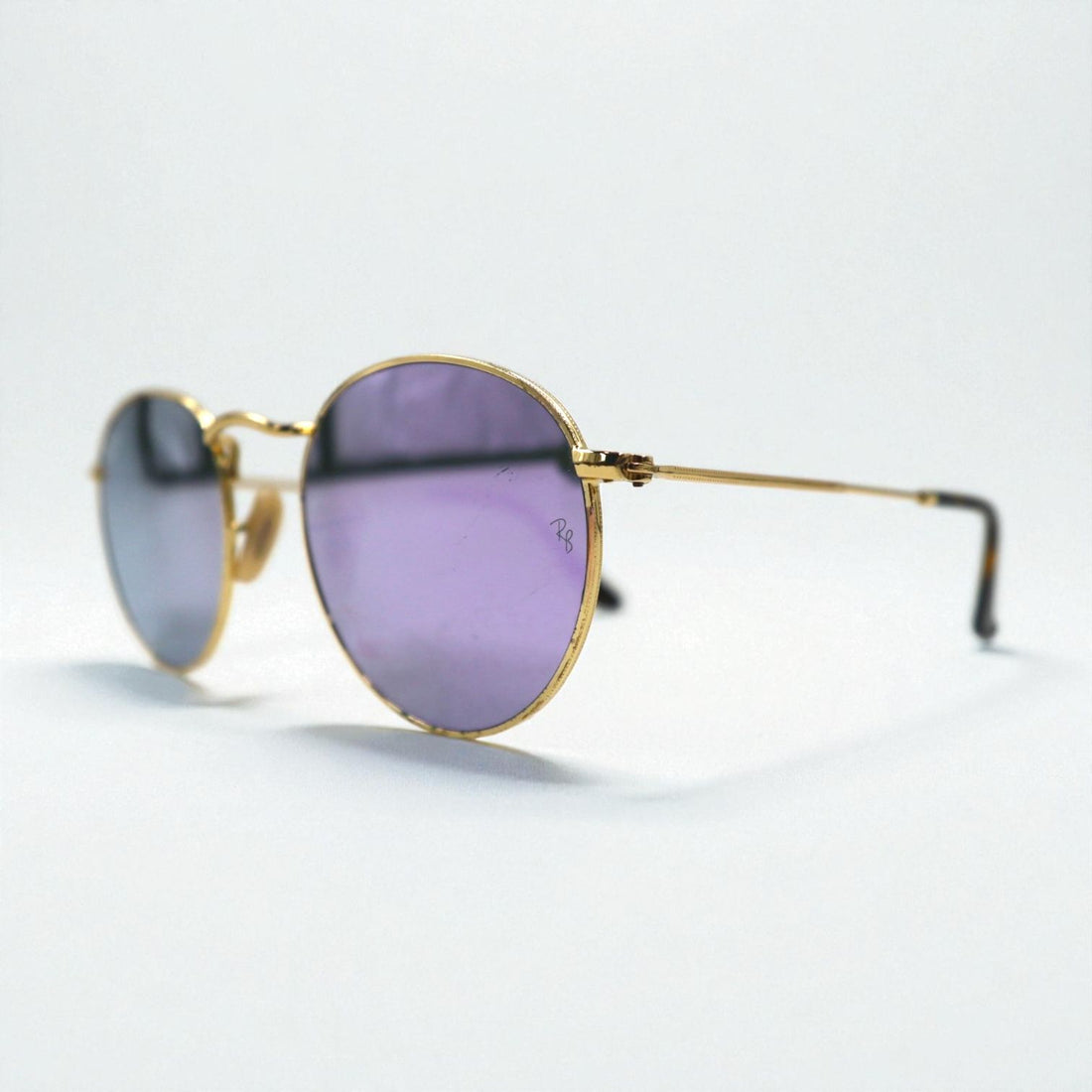 Ray-Ban Round Metal Sunglasses, Gold with Mirror Lenses, RB3447-N, 001/8O, 50-21, 145mm, 3N, Made in Italy