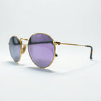Ray-Ban Round Metal Sunglasses, Gold with Mirror Lenses, RB3447-N, 001/8O, 50-21, 145mm, 3N, Made in Italy