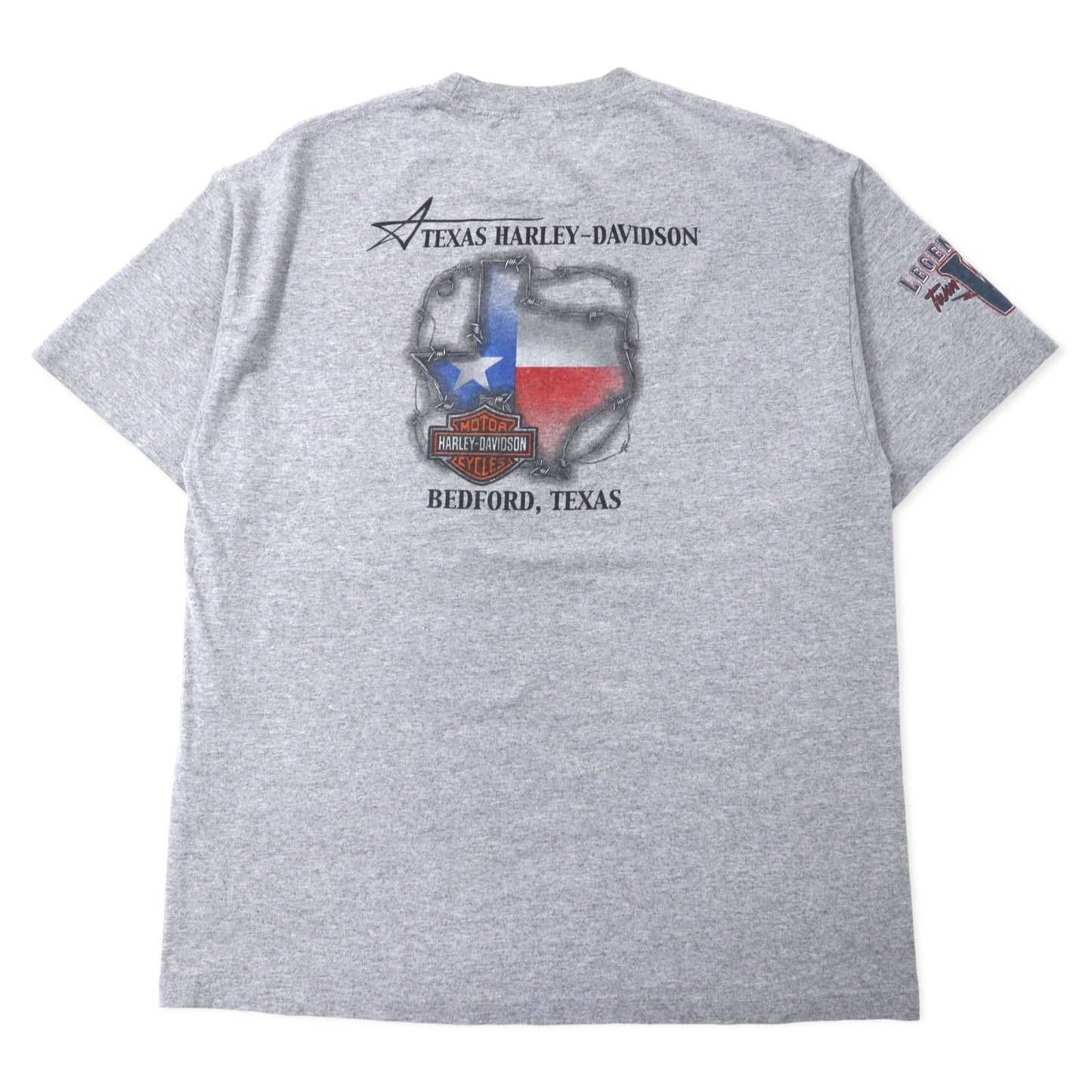 HARLEY DAVIDSON ロゴプリント Tシャツ XL グレー コットン 両面プリント BEDFORD, TEXAS