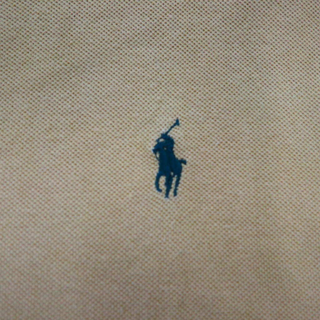 Polo by Ralph Lauren 90s Long Sleeve Polo Shirt L Beige Pique Small Pony Embroidery
