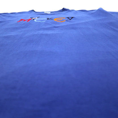 Velva Sheen 90年代 USA製 MICKEY ミッキーマウス 刺繍 Tシャツ XL ブルー Disney