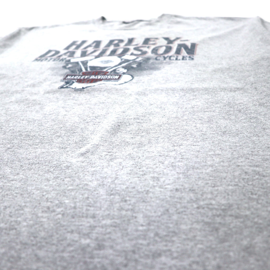 HARLEY DAVIDSON ロゴプリント Tシャツ XL グレー コットン 両面プリント BEDFORD, TEXAS