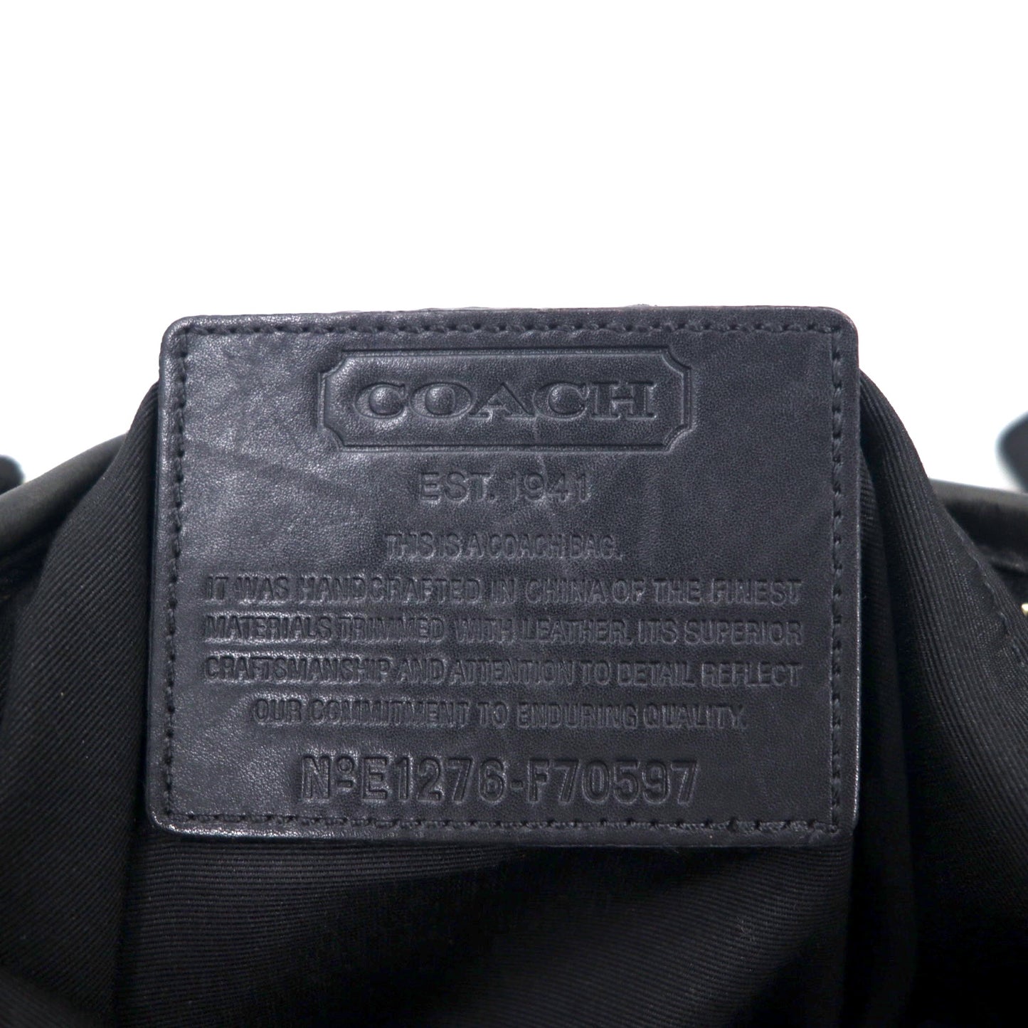 COACH レザー ショルダーバッグ ミニシグネチャー ブラック ナイロン F70597