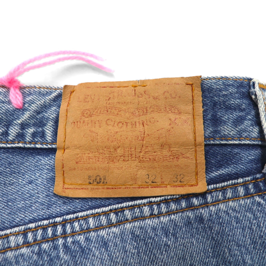 YARN x 90s Levi's 501 Crochet Star Denim Jeans, Size M, Indigo Blue, Handmade