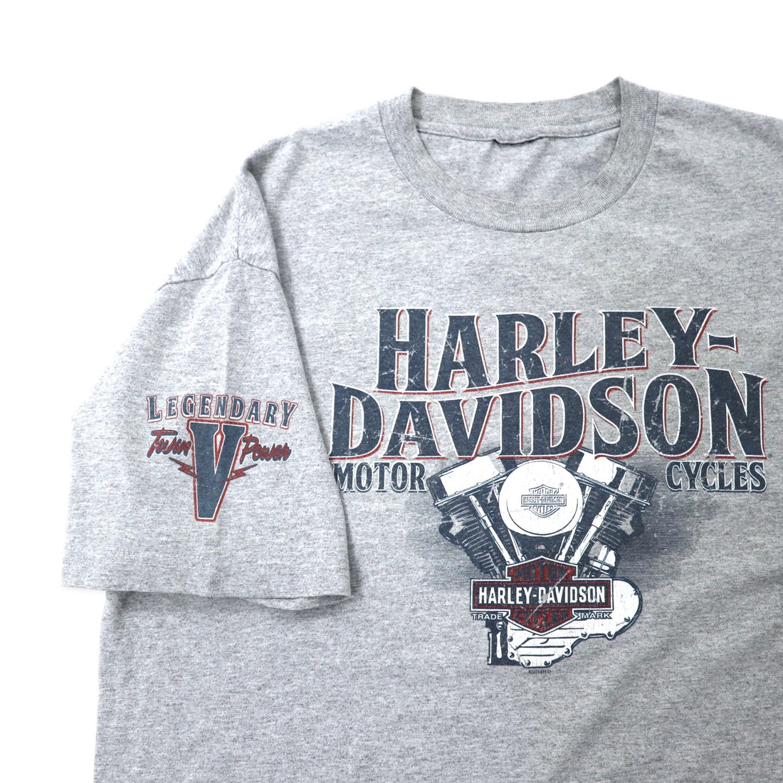 HARLEY DAVIDSON ロゴプリント Tシャツ XL グレー コットン 両面プリント BEDFORD, TEXAS