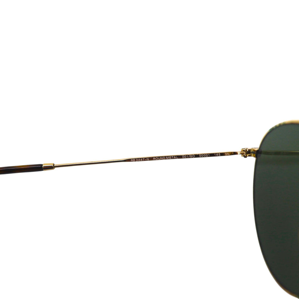 Ray-Ban Round Metal Sunglasses, Gold with Mirror Lenses, RB3447-N, 001/8O, 50-21, 145mm, 3N, Made in Italy