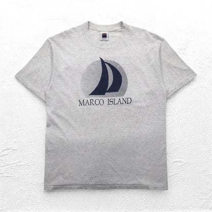ISLAND GEAR 90年代 USA製 シングルステッチ プリント Tシャツ XL グレー コットン MARCO ISLAND