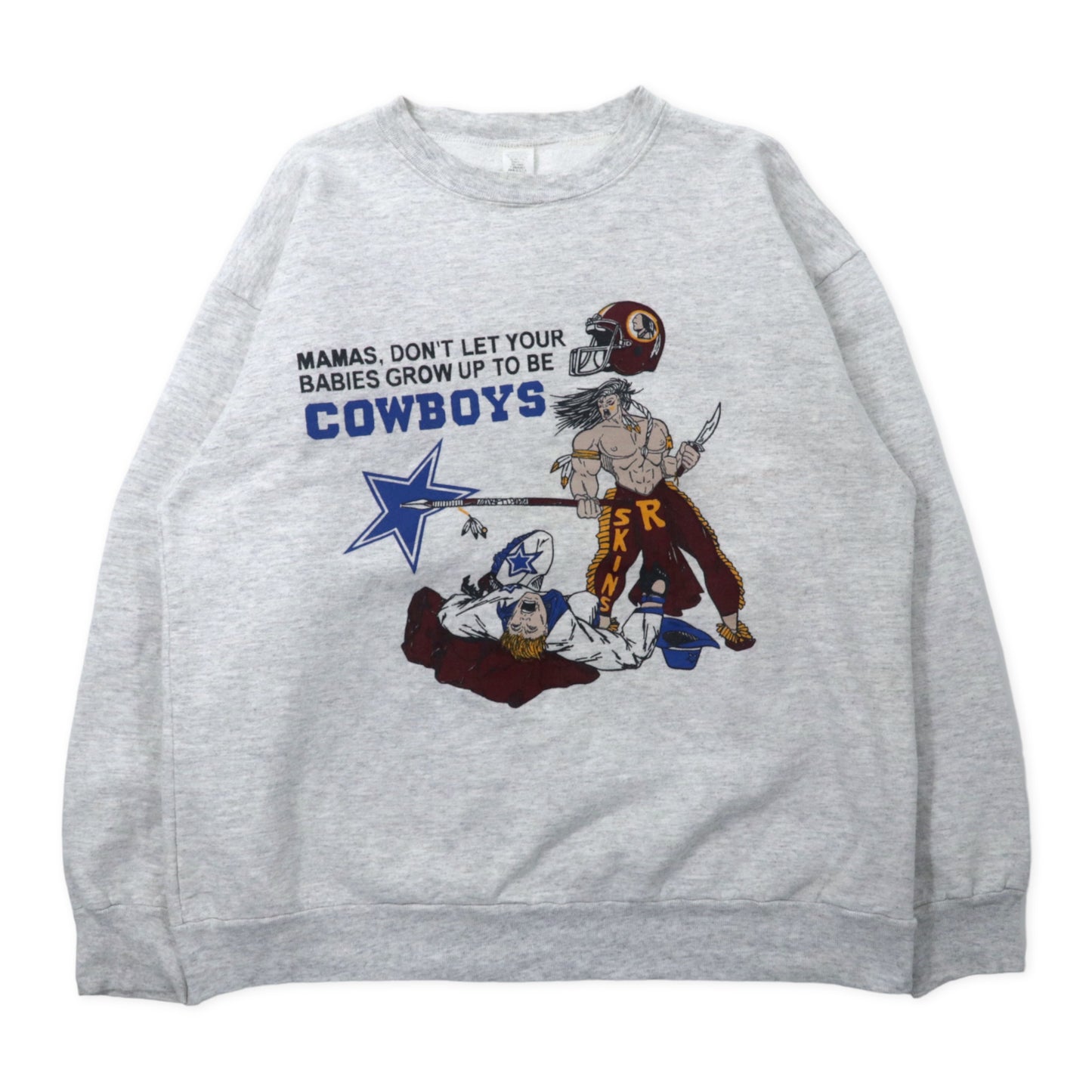 NFL USA MADE 90's Football Print Sweatshirt XL Gray Cotton DALLAS