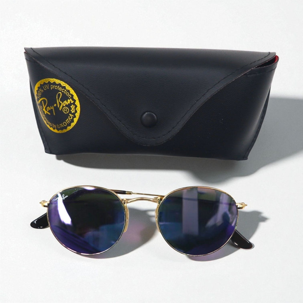 Ray-Ban Round Metal Sunglasses, Gold with Mirror Lenses, RB3447-N, 001/8O, 50-21, 145mm, 3N, Made in Italy
