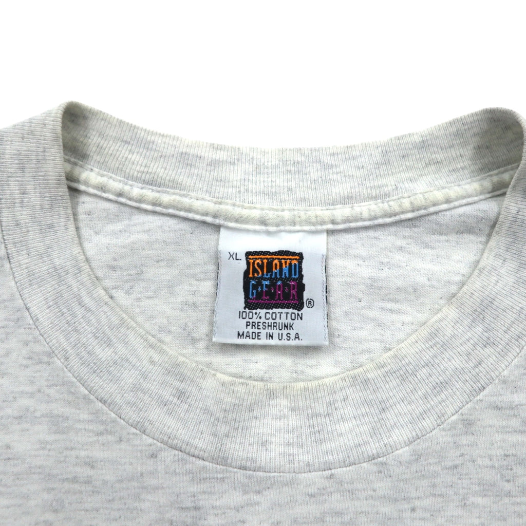 ISLAND GEAR 90年代 USA製 シングルステッチ プリント Tシャツ XL グレー コットン MARCO ISLAND
