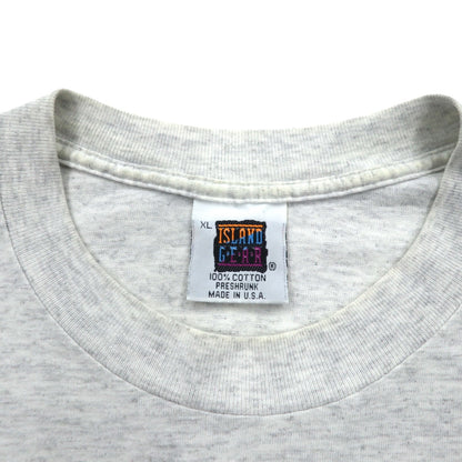 ISLAND GEAR 90年代 USA製 シングルステッチ プリント Tシャツ XL グレー コットン MARCO ISLAND