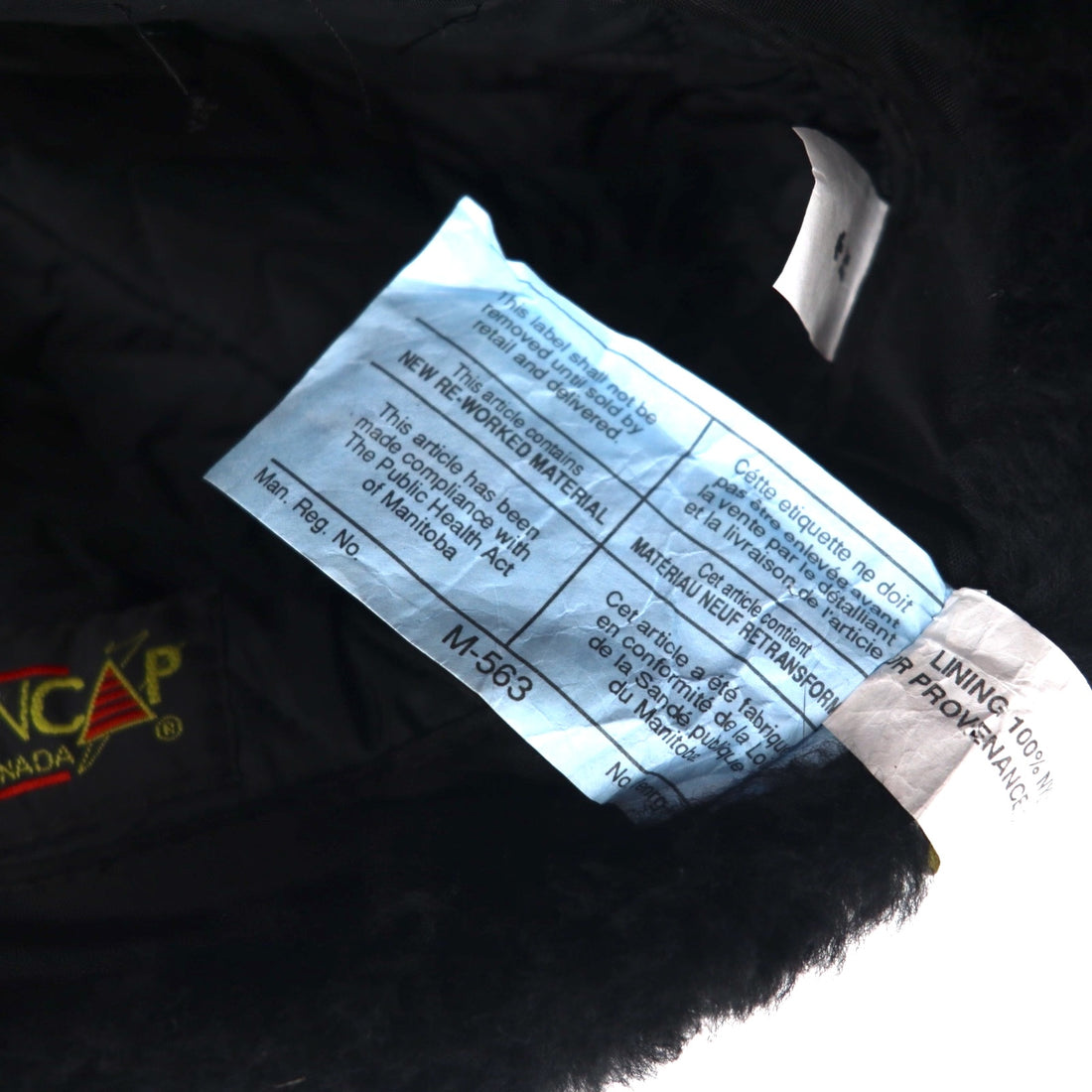 Vintage 90s Shearling Mouton Flight Cap CROWN CAP ムートン フライトキャップ ボンバーキャップ M ブラック