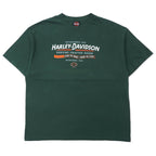日本然リトテ-古着オンライン-HARLEY DAVIDSON ロゴプリント Tシャツ XL グリーン コットン ナンバーワン 両面プリント DENTON COUNTY TX-HARLEY DAVIDSON Logo Print T-Shirt XL Green Cotton Number One Double Sided Print DENTON COUNTY TX