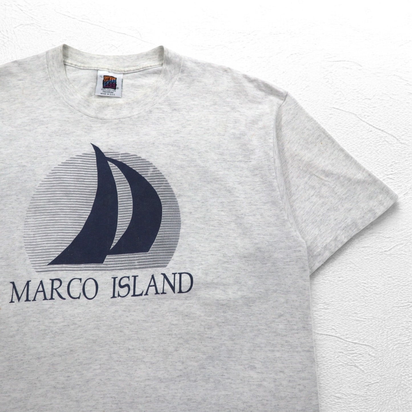 ISLAND GEAR 90年代 USA製 シングルステッチ プリント Tシャツ XL グレー コットン MARCO ISLAND