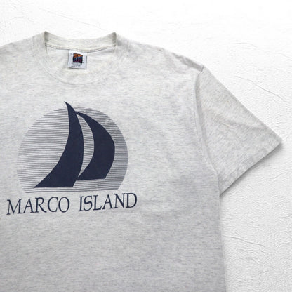 ISLAND GEAR 90年代 USA製 シングルステッチ プリント Tシャツ XL グレー コットン MARCO ISLAND
