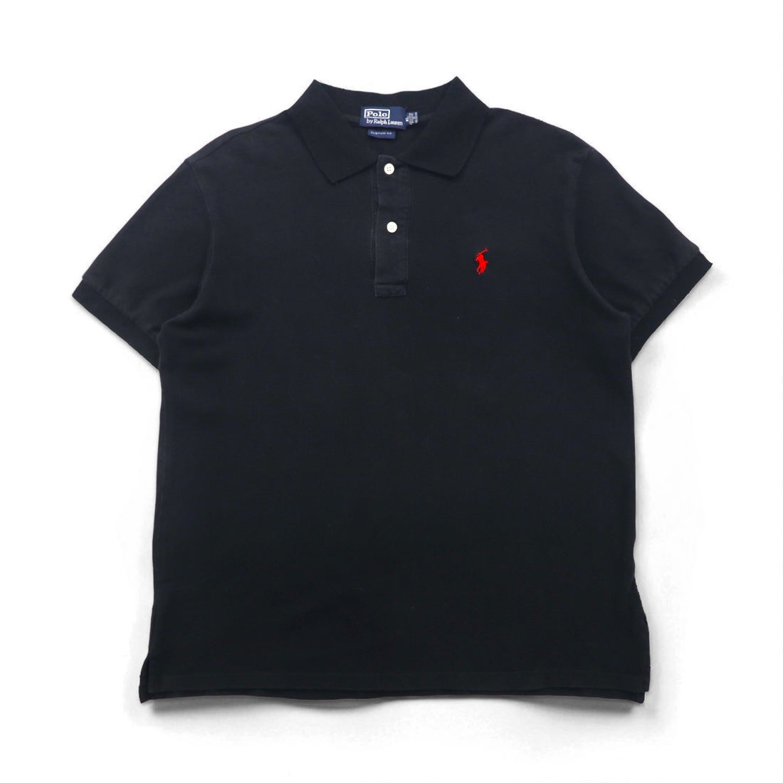 Polo by Ralph Lauren 90s Polo Shirt, XL, Black Cotton, Pique, Small Pony Embroidery