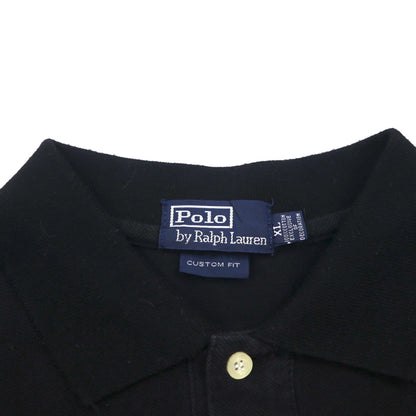 Polo by Ralph Lauren 90s Polo Shirt, XL, Black Cotton, Pique, Small Pony Embroidery