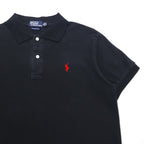 Polo by Ralph Lauren 90s Polo Shirt, XL, Black Cotton, Pique, Small Pony Embroidery