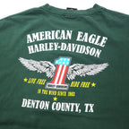 HARLEY DAVIDSON ロゴプリント Tシャツ XL グリーン コットン ナンバーワン 両面プリント DENTON COUNTY TX