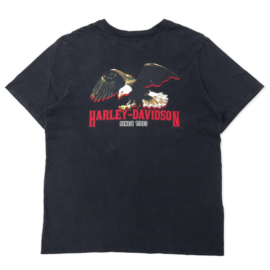 HARLEY DAVIDSON ロゴプリント Tシャツ XL ブラック コットン 両面プリント