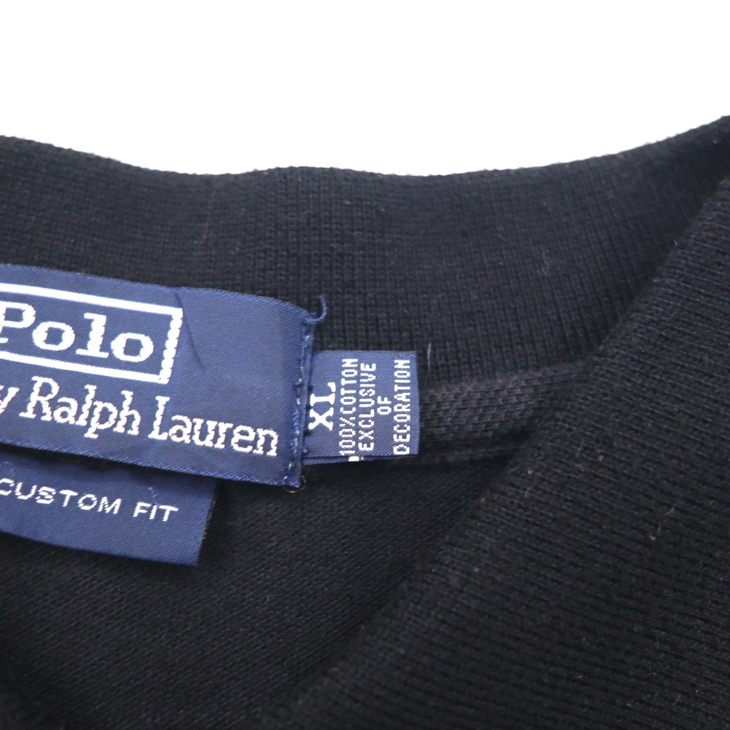Polo by Ralph Lauren 90s Polo Shirt, XL, Black Cotton, Pique, Small Pony Embroidery