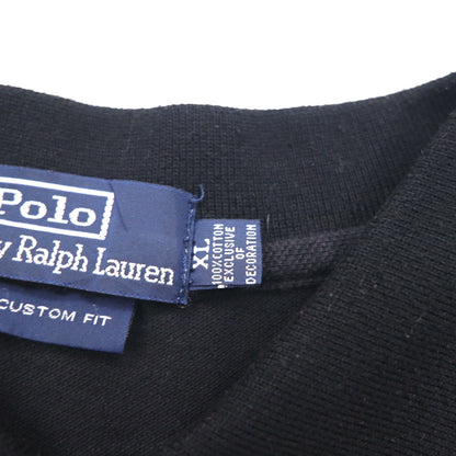 Polo by Ralph Lauren 90s Polo Shirt, XL, Black Cotton, Pique, Small Pony Embroidery