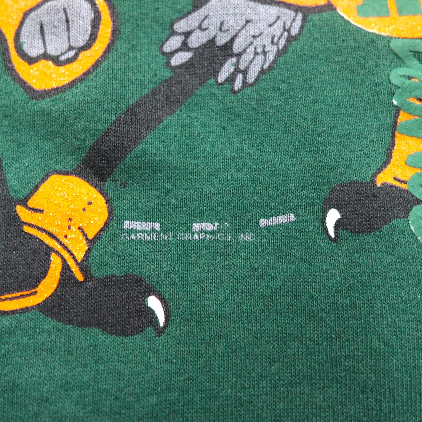 SANTEE by PLUMA USA made 90s NCAA college print sweatshirt L green fleece Miami Hurricanes