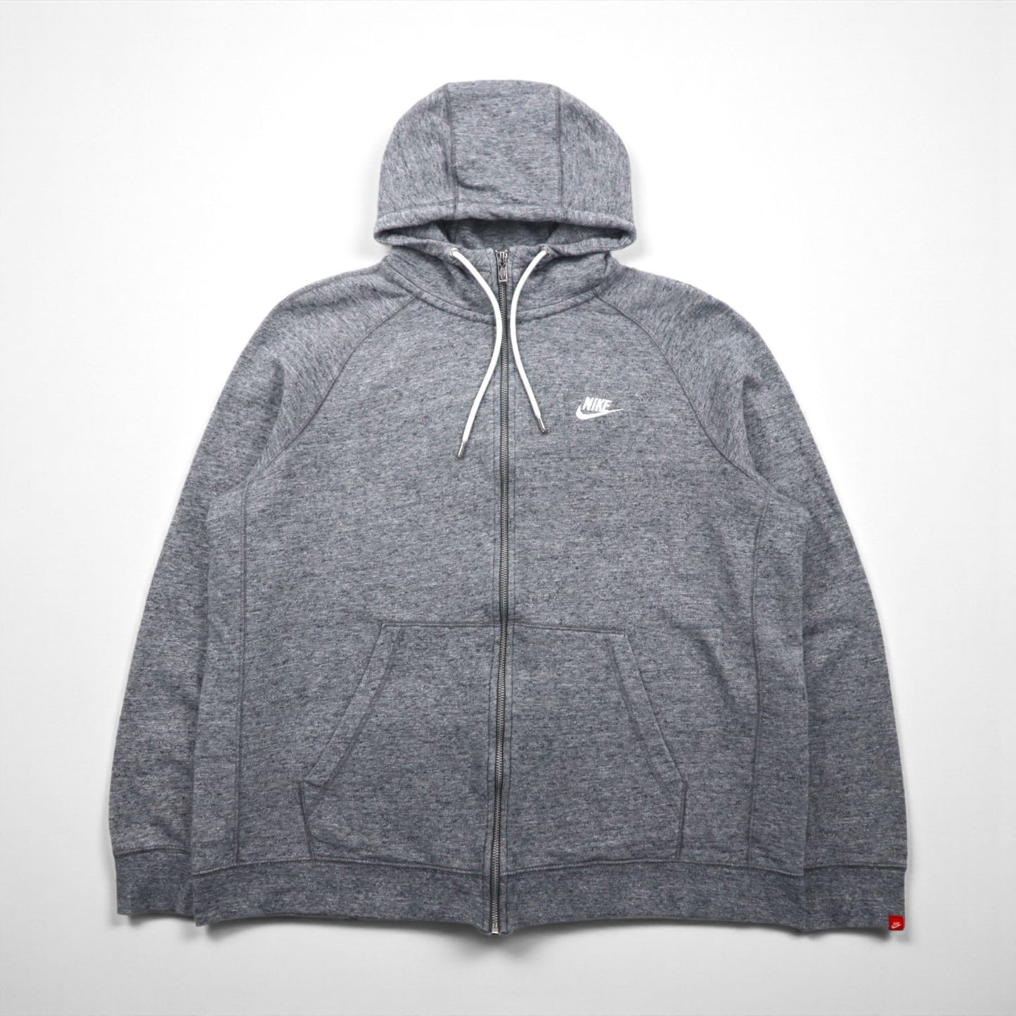 NIKE ジップパーカー XL グレー Legacy Hooded Sweatshirt ワンポイントロゴ 刺繍 805057-092