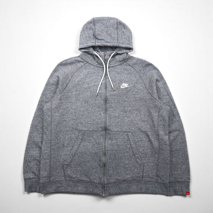 NIKE ジップパーカー XL グレー Legacy Hooded Sweatshirt ワンポイントロゴ 刺繍 805057-092