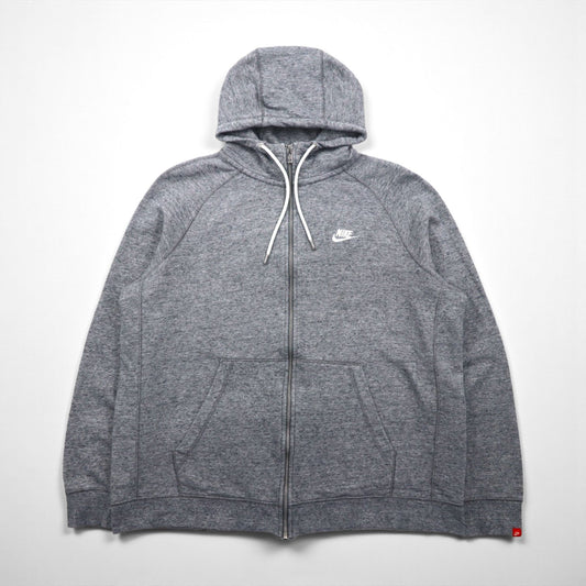 NIKE ジップパーカー XL グレー Legacy Hooded Sweatshirt ワンポイントロゴ 刺繍 805057-092
