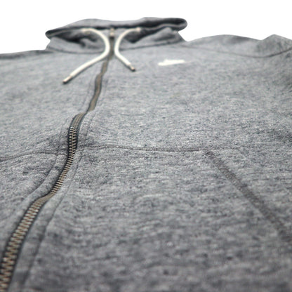 NIKE ジップパーカー XL グレー Legacy Hooded Sweatshirt ワンポイントロゴ 刺繍 805057-092