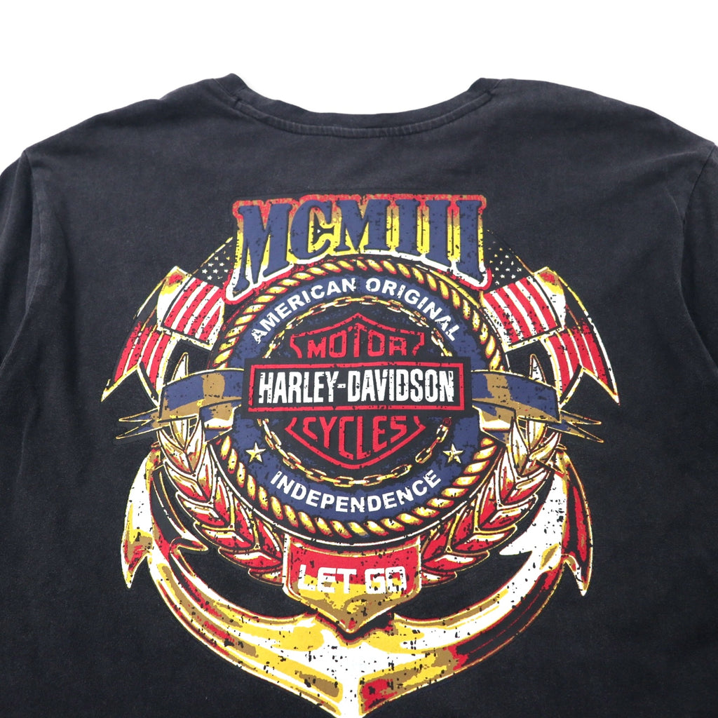 HARLEY DAVIDSON ロゴプリント Tシャツ XL ブラック コットン 両面プリント