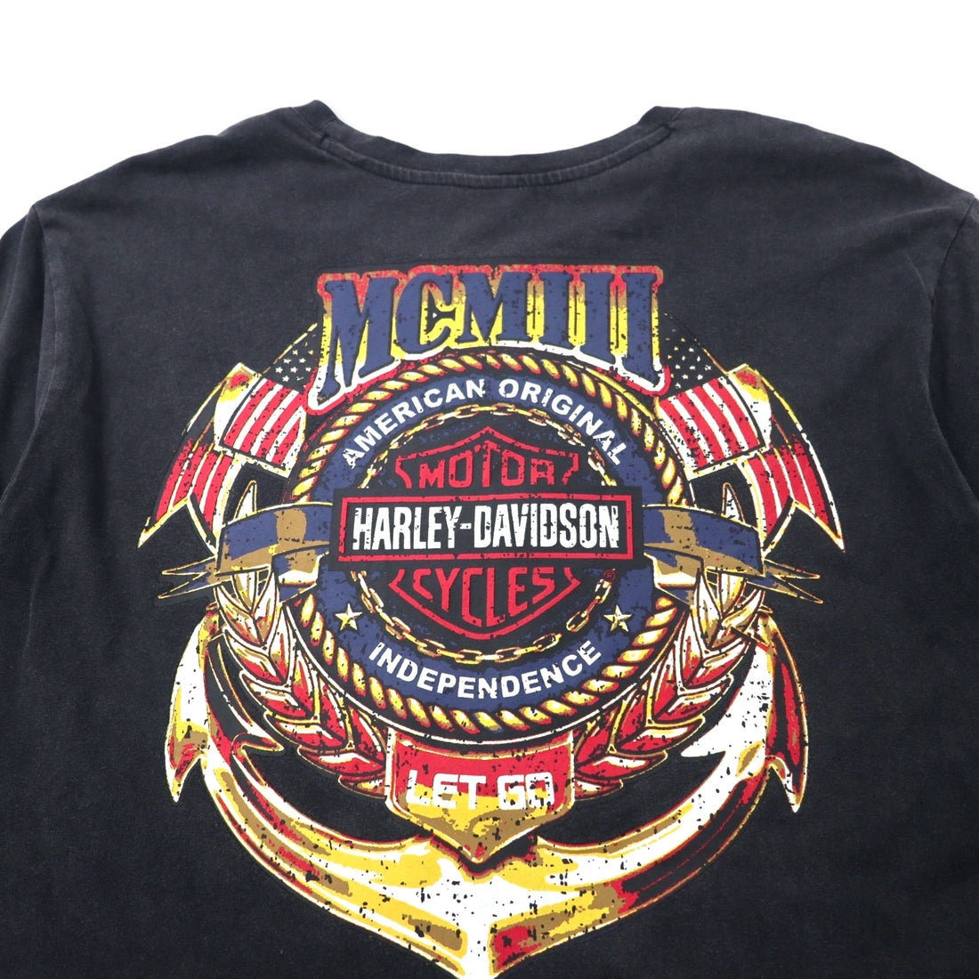 HARLEY DAVIDSON ロゴプリント Tシャツ XL ブラック コットン 両面プリント
