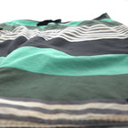 Patagonia Wavefarer Board Shorts, Size M, Green and Gray Striped Nylon, 86621