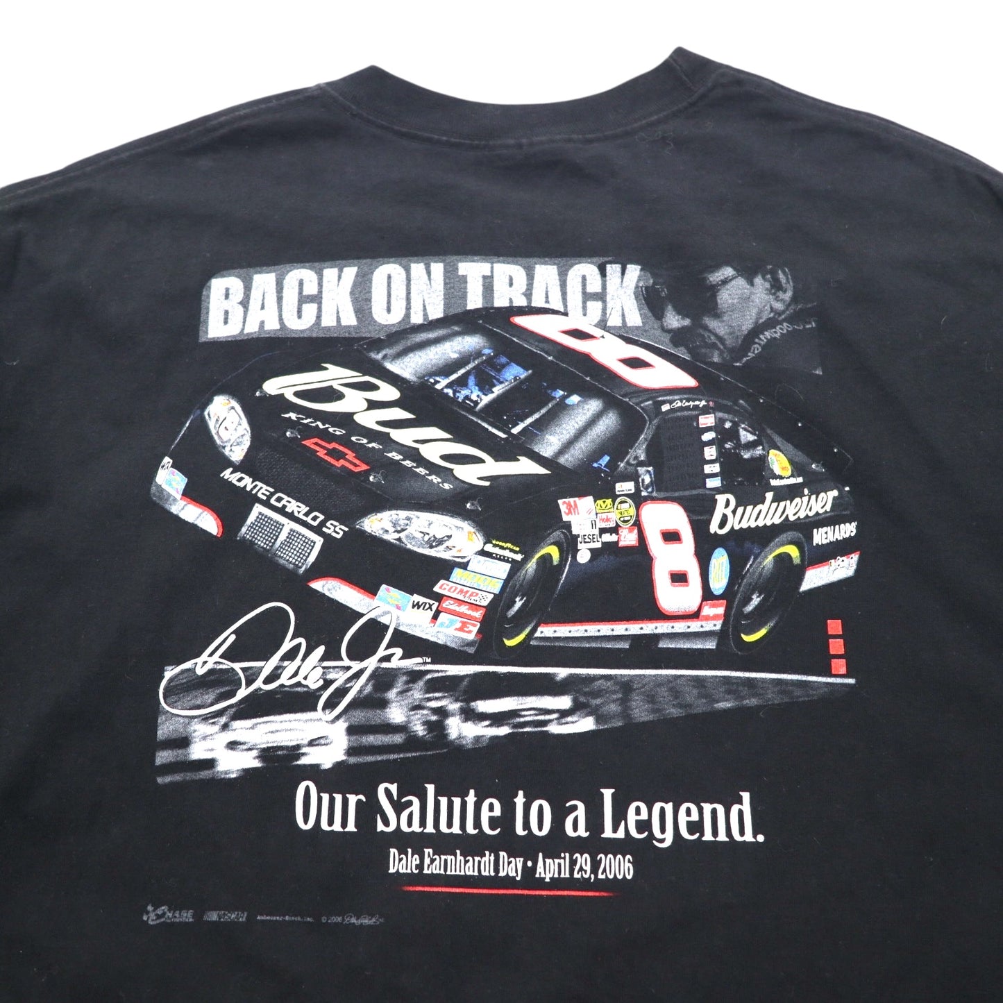 CHASE AUTHENTIC レーシングカー Tシャツ XL ブラック Budweiser バドワイザー Hanes BEEFY-T メキシコ製