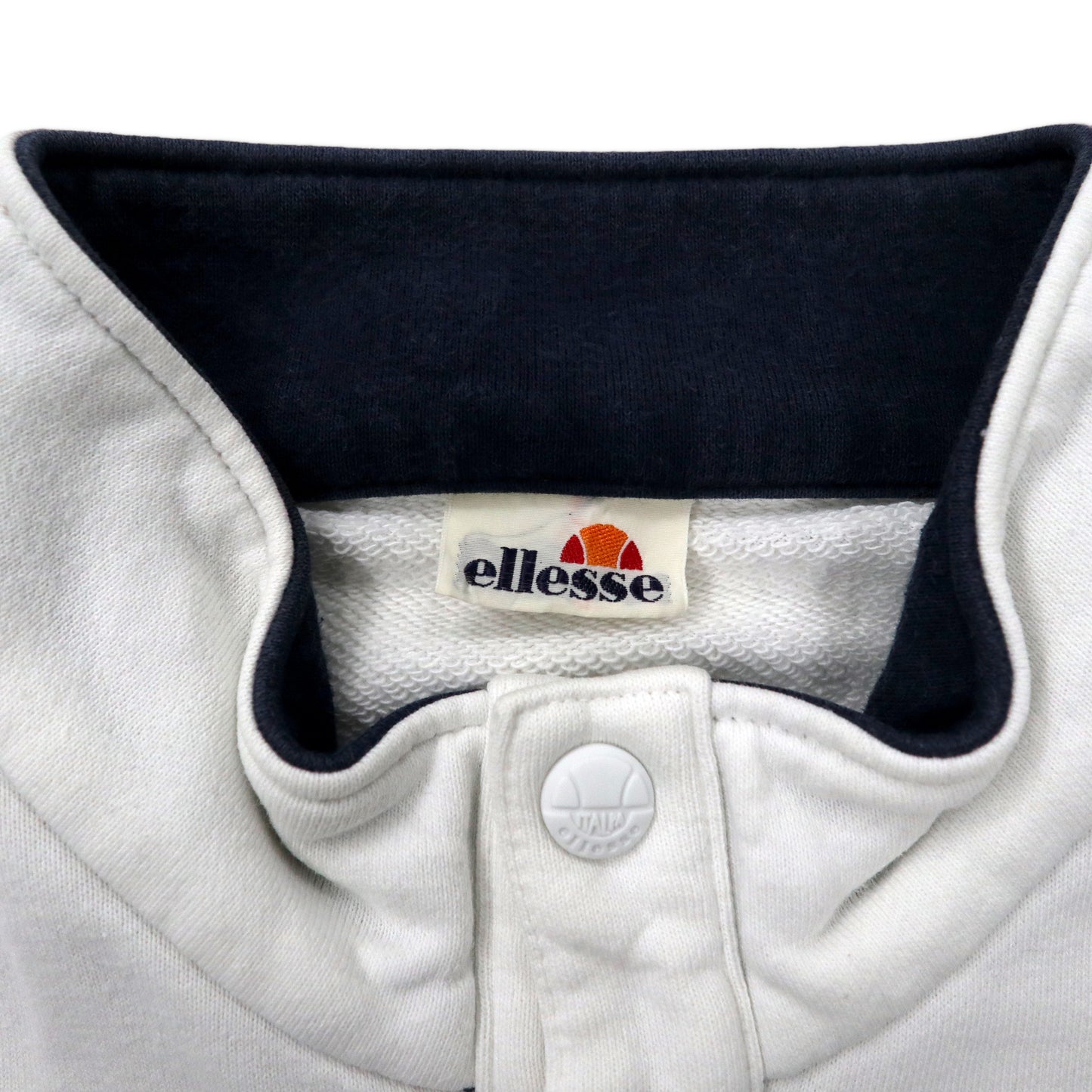 ellesse 90年代 ハーフスナップ スウェット O ホワイト コットン ワンポイントロゴ刺繍 日本製