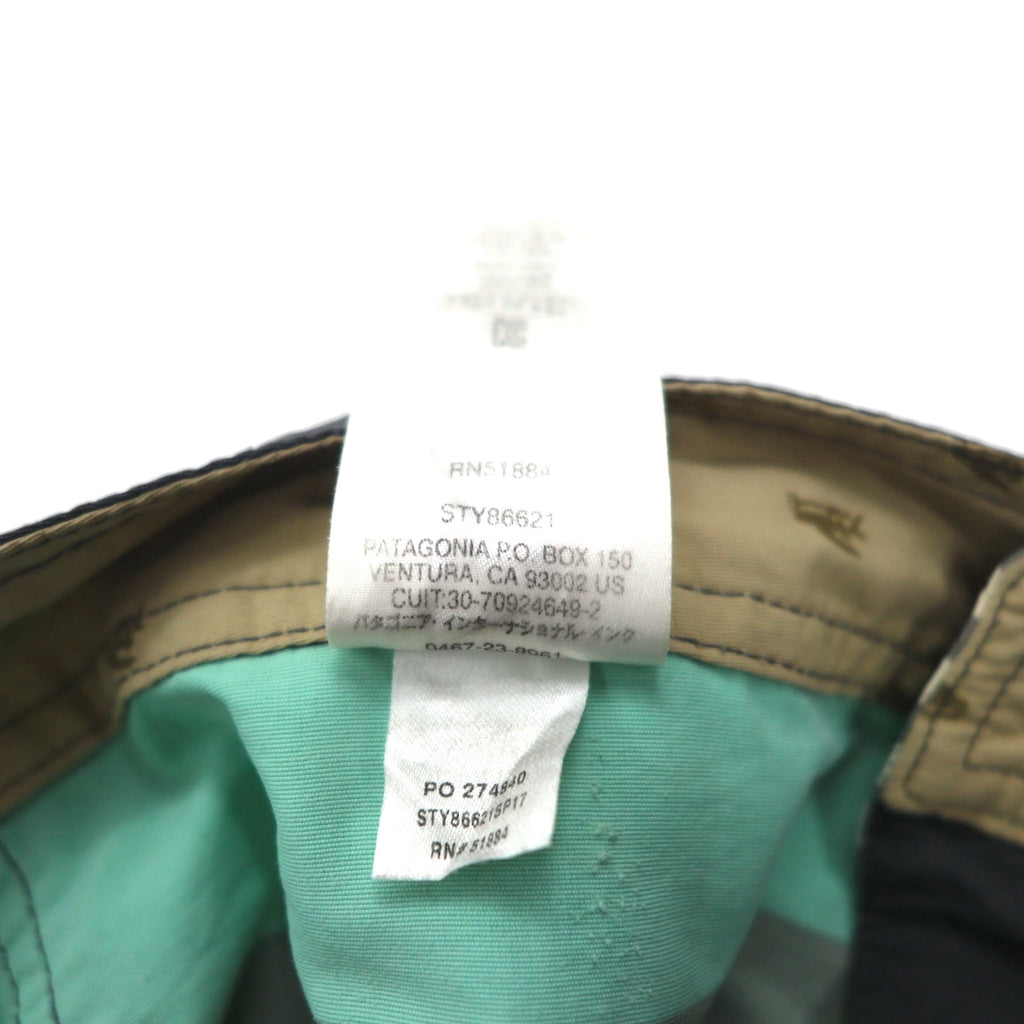 Patagonia Wavefarer Board Shorts, Size M, Green and Gray Striped Nylon, 86621