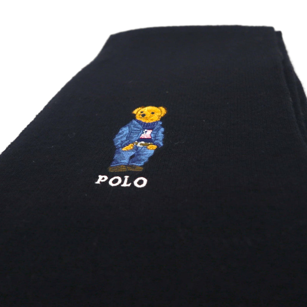 Polo Ralph Lauren Polo Bear Embroidered Scarf Neck Warmer Black Acrylic