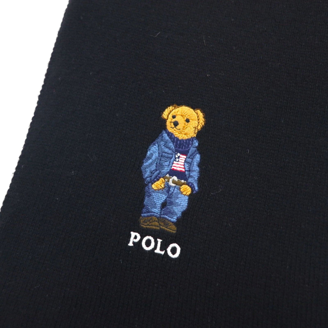 Polo Ralph Lauren Polo Bear Embroidered Scarf Neck Warmer Black Acrylic