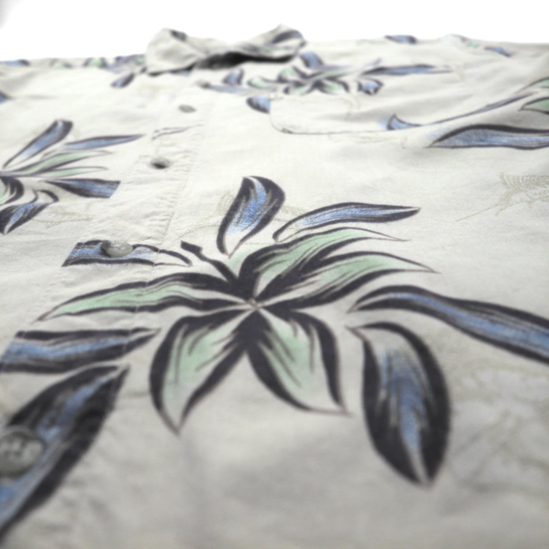 Columbia Aloha Shirt, All-Over Print, Short Sleeve, Size L, Beige, Hibiscus, Fishing, FM7086