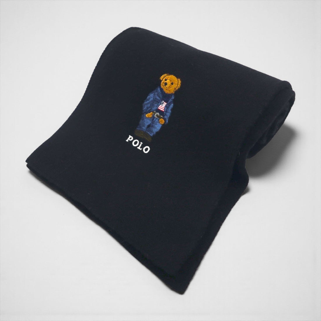 Polo Ralph Lauren Polo Bear Embroidered Scarf Neck Warmer Black Acrylic