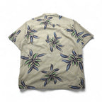 Columbia Aloha Shirt, All-Over Print, Short Sleeve, Size L, Beige, Hibiscus, Fishing, FM7086