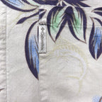 Columbia Aloha Shirt, All-Over Print, Short Sleeve, Size L, Beige, Hibiscus, Fishing, FM7086