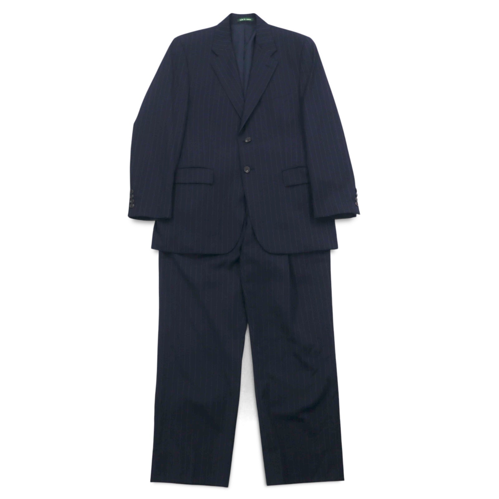 LAUREN RALPH LAUREN Made in Canada 90s 2B Suit Set L Navy Striped Wool